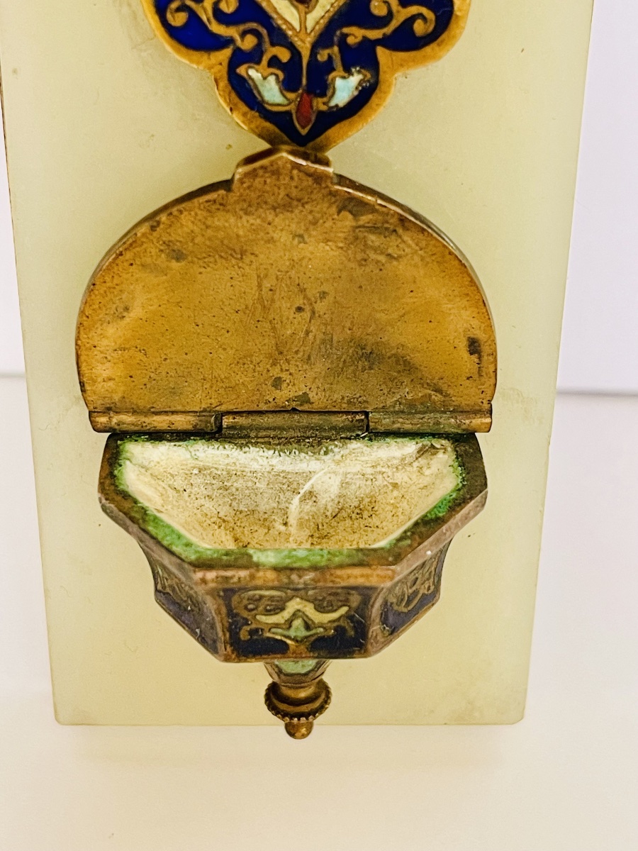 Bronze Cloisonné, Onyx, And Brass Holy Water Font -photo-5
